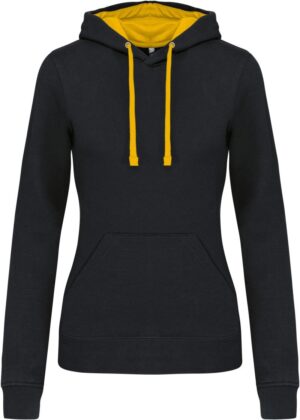 Ženski kontrastni pulover s kapuco