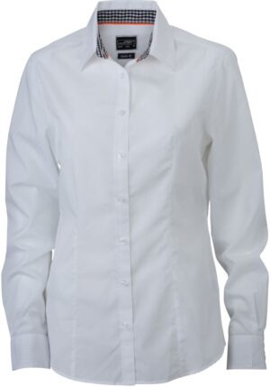 Ženska poplin bluza s karirastimi vstavki