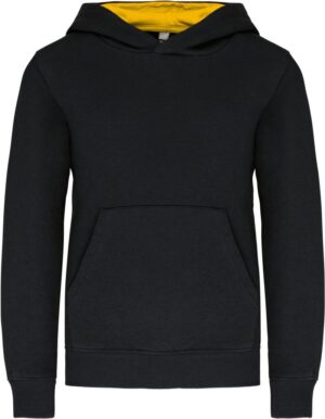 Otroški kontrastni pulover s kapuco