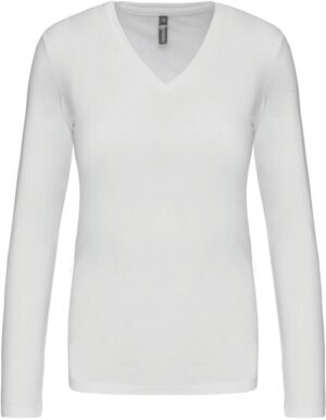 Ženska T-majica z V-izrezom in dolgimi rokavi