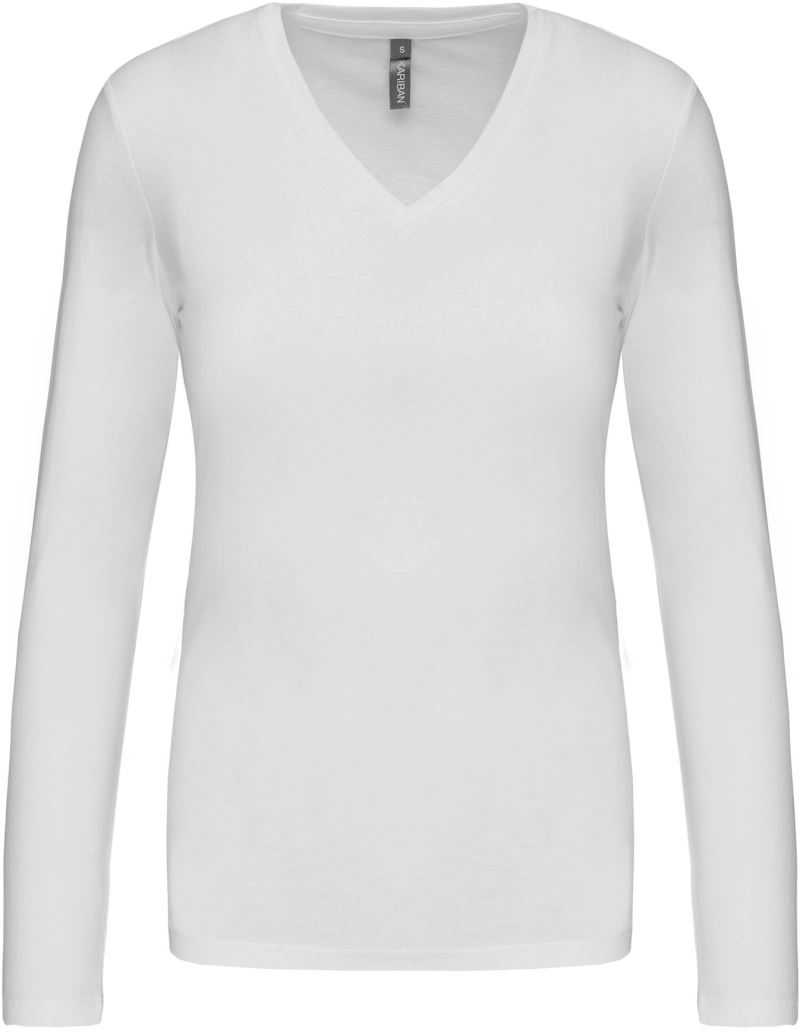Ženska T-majica z V-izrezom in dolgimi rokavi